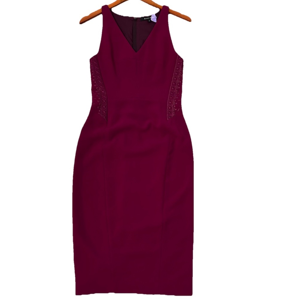 RACHEL Rachel Roy Burgundy Midi Sheath Dress